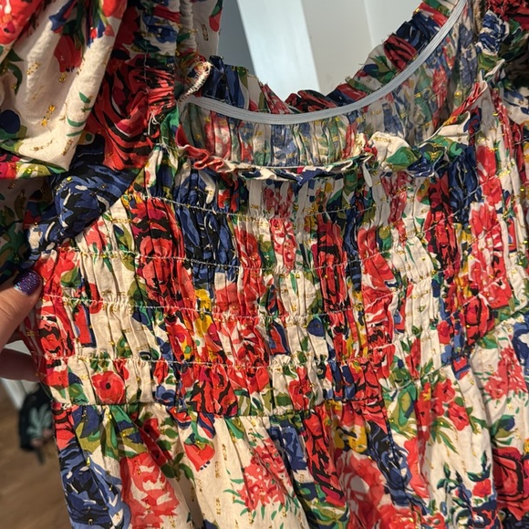 EDDY XL aurora floral maxi smocked dress with zip up back and puff sleeves - Picture 6 of 6